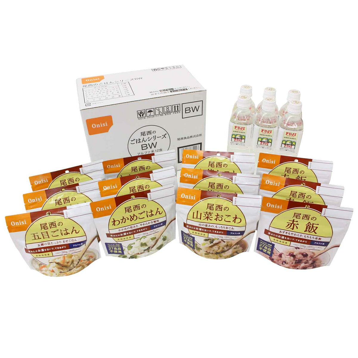 尾西食品 アルファ米 4種 ミネラルウォーター セット 尾西のごはんシリーズ BW アルファ化米 ご飯 5年保存 非常食 水 長期保存食 常温【沖縄県・離島 配送不可】 nipponselect-10030177 産直お取り寄せNセレクト サンプル画像2