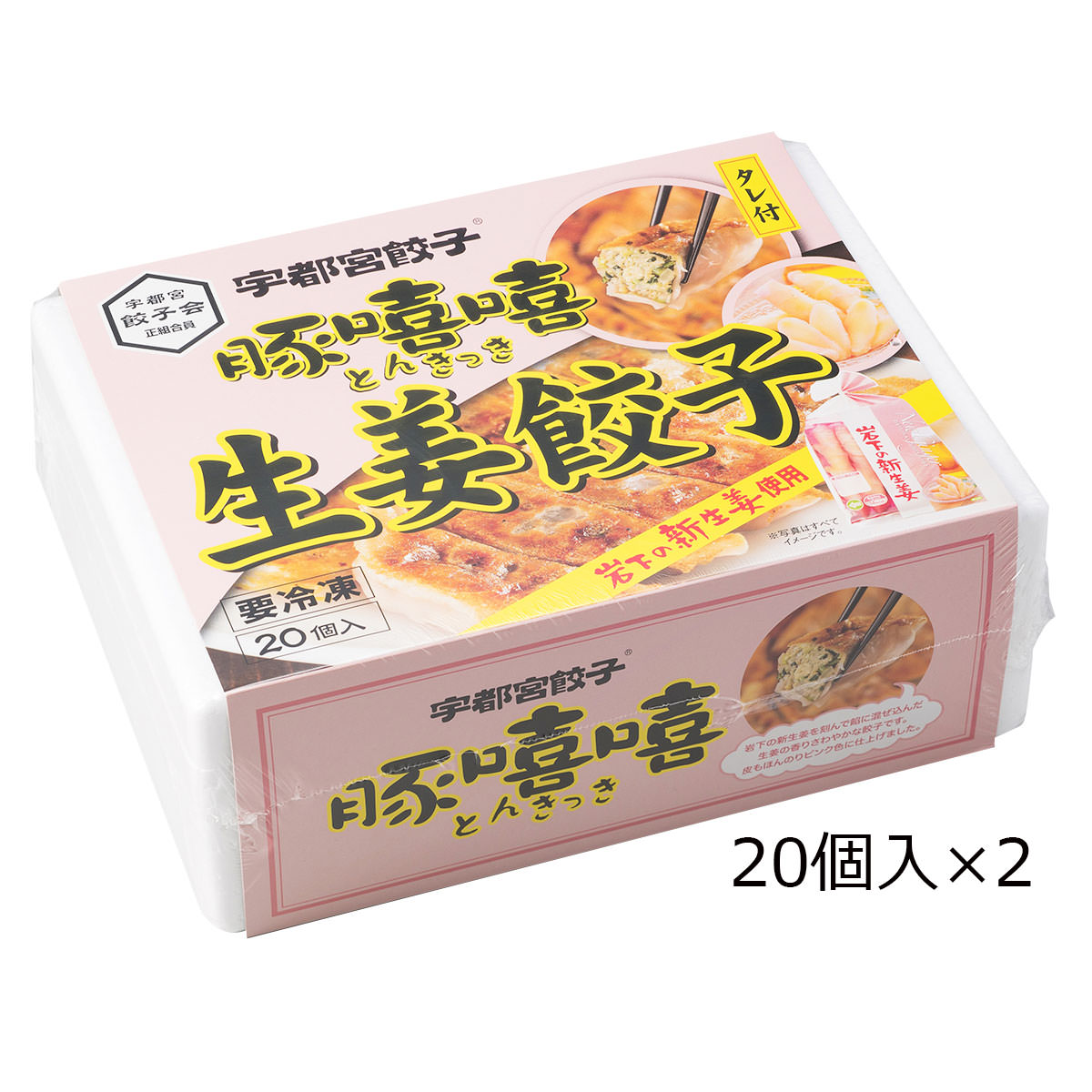 生姜餃子 20個入2箱 餃子 惣菜 中華 ぎょうざ 生姜 中華惣菜 岩下の新生姜 おかず 冷凍 昼食 夕食 夜食 軽食 おつまみ ギョーザ お酒のあて 冷凍餃子 栃木 宇都宮餃子とんきっき