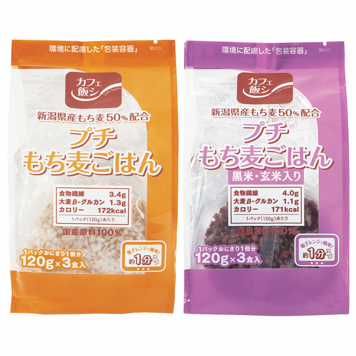 プチもち麦ごはん 2種計24食 詰め合わせ ごはん 国産 もち麦 新潟県産 ヘルシー 低カロリー 食物繊維 ご飯パック 黒米 玄米 包装米飯 温めるだけ 簡単調理 手軽 少量タイプ 添加物不使用