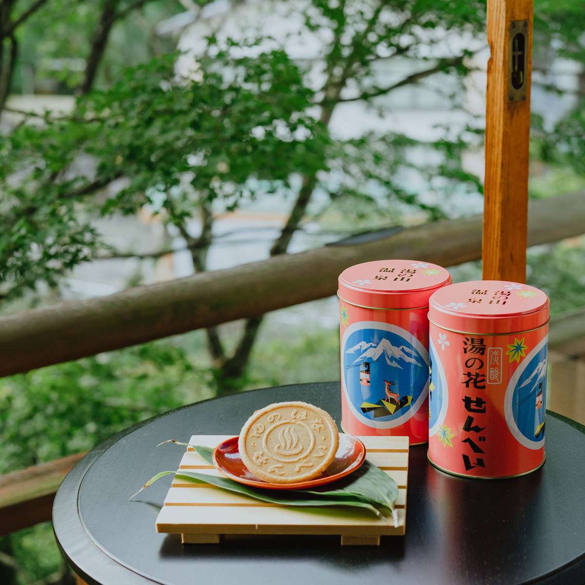 【10%割引】湯の花せんべい 丸缶 2缶セット お菓子 せん