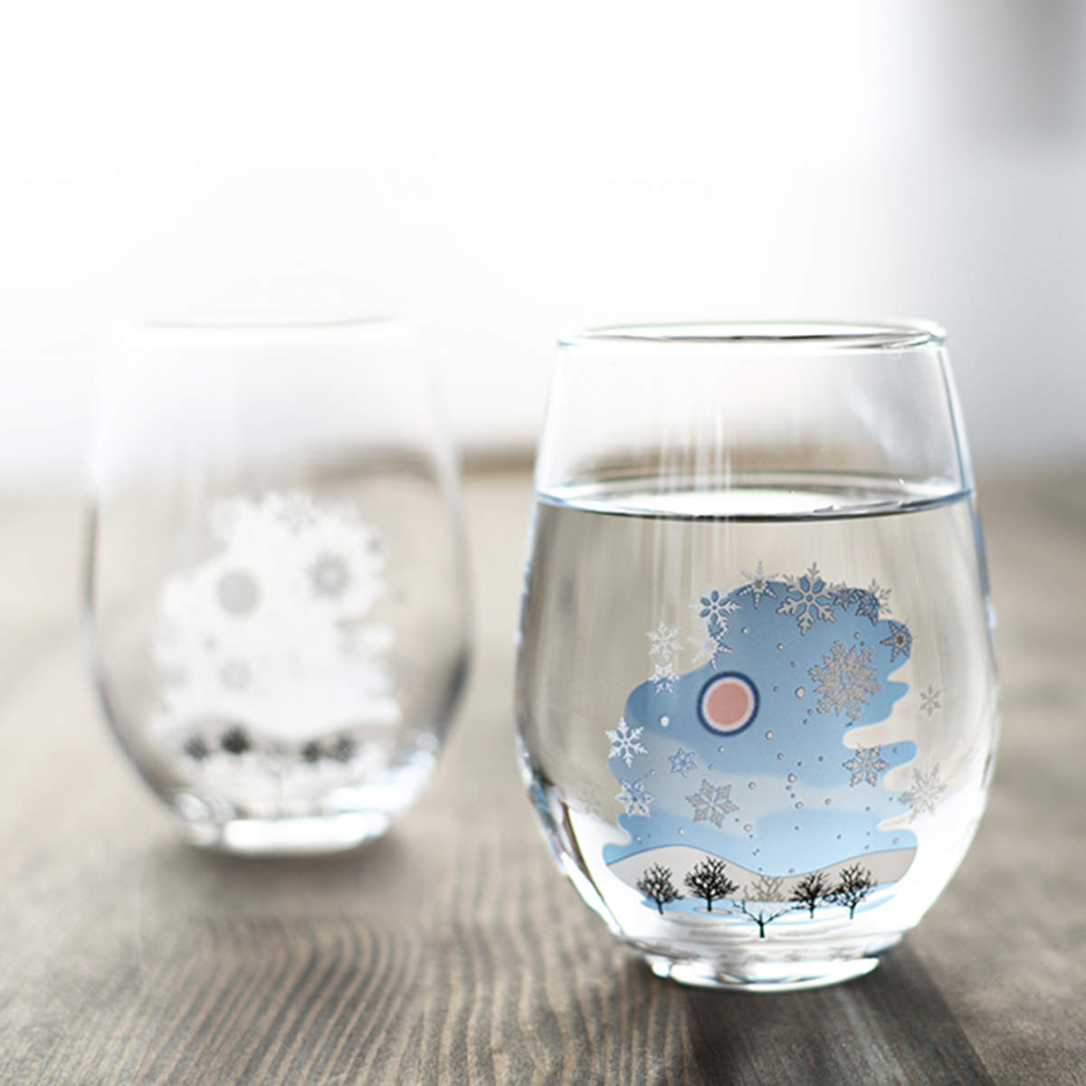 冷感雪結晶フリーグラスペアセット 食器 グラス ペアグラス かわいい ペア コップ おしゃれ ガラス食器