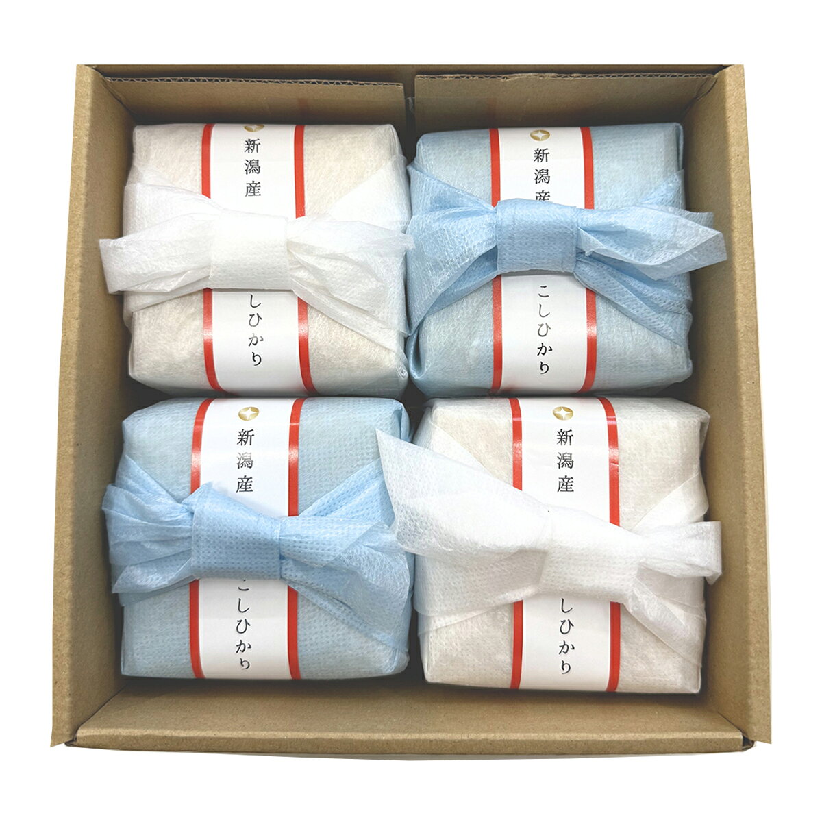 新潟県産コシヒカリギフトセット 青包み 300g4個セット 米 新潟 コシヒカリ 精米 2合 個包装 子ども食堂 寄付付き商品 国産 白米 新潟県産 nipponselect-10176576 産直お取り寄せNセレクト サンプル画像2