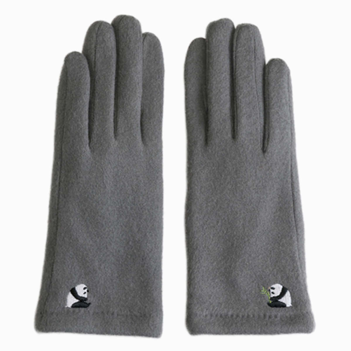 ORuKuBET 女性用 パンダ刺繍 ジャージグローブ 手袋 レディース スマホ対応 防寒 寒さ対策 保温 ポスト投函便