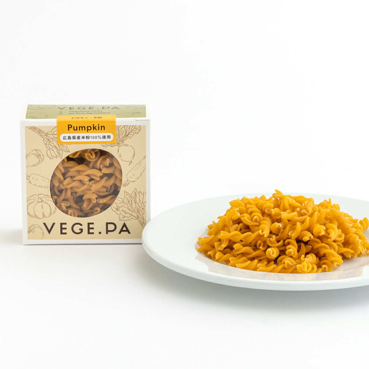 VEGE.PA 米粉マカロニ かぼちゃ 3個 マカロニ パスタ グルテンフリー ショートパスタ 広島県産 米粉 かぼちゃのマカロニ ベジタブルパスタ