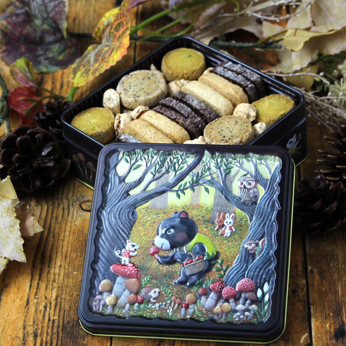 ガトーフリアン 長崎 クッキー缶 くま と きのこ缶 スイーツ クッキー 缶入りクッキー おやつ 茶菓子