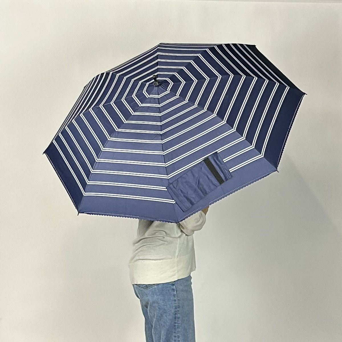 ショートワイド傘 晴雨兼用 スギタ パンチングボーダー 傘 雨傘 日傘 兼用 レイングッズ【北海道・沖縄県・離島 配送不可】