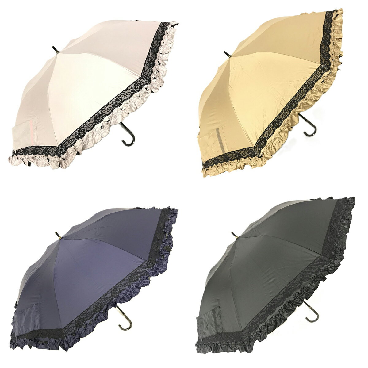 ショートワイド傘 晴雨兼用 スギタ 裾フリルレース 傘 雨傘 日傘 兼用 レイングッズ【北海道・沖縄県・離島 配送不可】