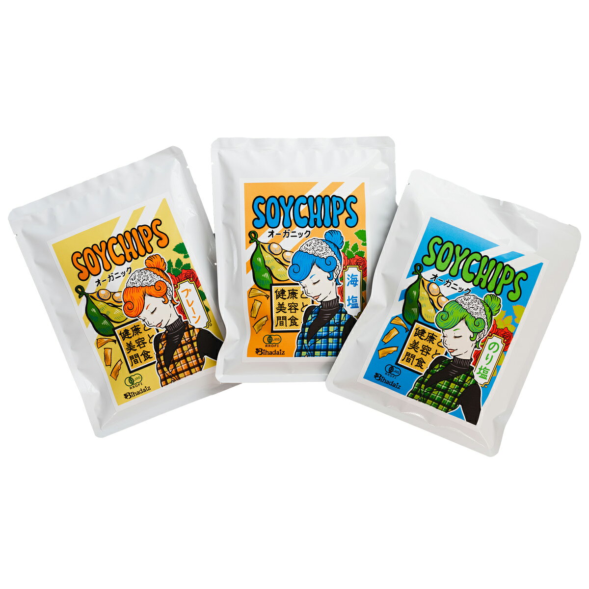 Bihadaiz SoyChips 大豆チップス 詰め合わせ 3種セット ソイチップス 大豆 おつまみ おやつ お菓子 オーガニック ポスト投函便 nipponselect-10208395 産直お取り寄せNセレクト サンプル画像2