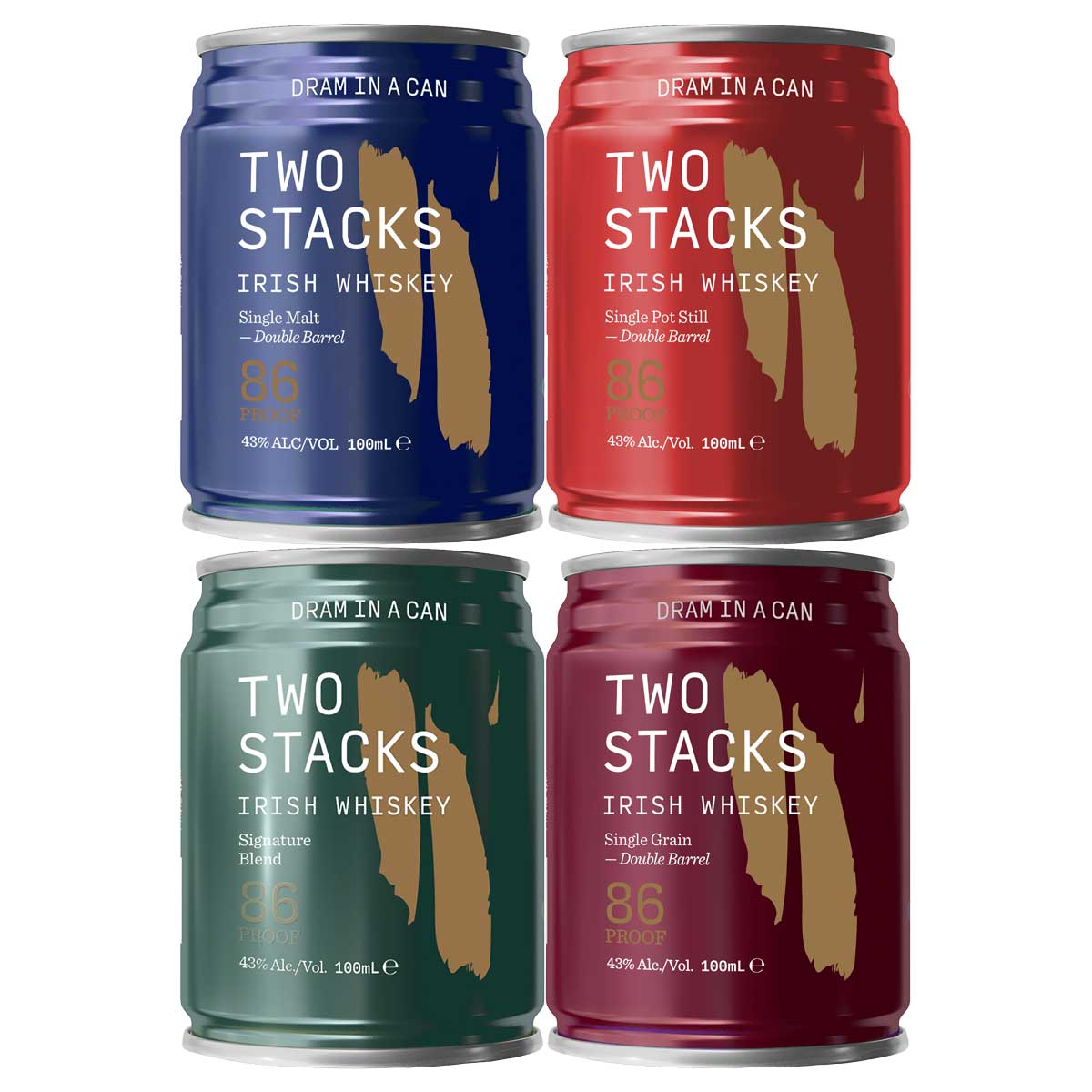 TWO STACKS アイリッシュウイスキー 缶 飲み比べ 4種入 ウイスキー 缶 原酒 洋酒 ストレート トゥースタックス
