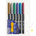 呉竹 筆ペン 筆日和 メタリック 6色セット