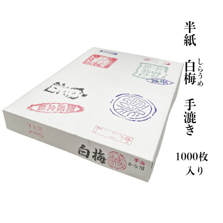 書道 書道用紙 半紙 送料無料 書道半紙 紙 【白梅手漉】 かな 仮名 細字 写経 伊予産 和紙 清書 高級 1000枚