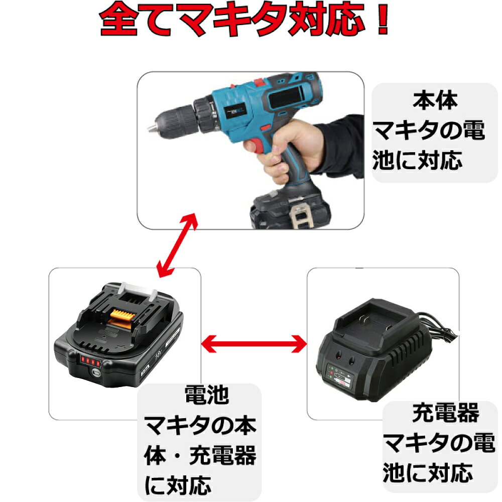マキタ 互換バッテリー 急速充電器 BL1830Bx4 DC18RC 電池 3Ah 3アンペア 18V 残容...