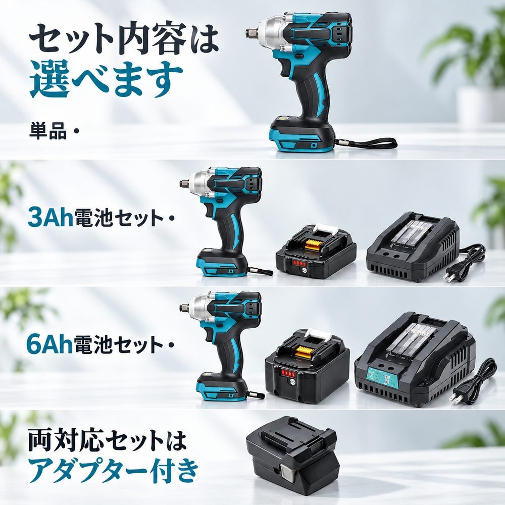 【楽天ランキング1位】 インパクトレンチ 電動インパクトレンチ 充電式 マキタ対応 日立(HiKOKI)対応 18V 軽量 1.15kg 320N.m コードレス DIY 本体のみ・選べる電池セット 3Ah 6Ah Heimerdinger 送料無料 nishi-ryutu-10028398 消耗品と互換品のH・ディンガー サンプル画像3