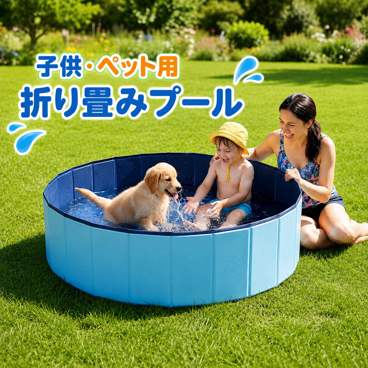 Rakuten - 子供用プール ペット用プール 折りたたみ式 ペットバス ドッグプール 犬用プール 水遊び用 折り畳み収納式 ペット用水遊びグッズ