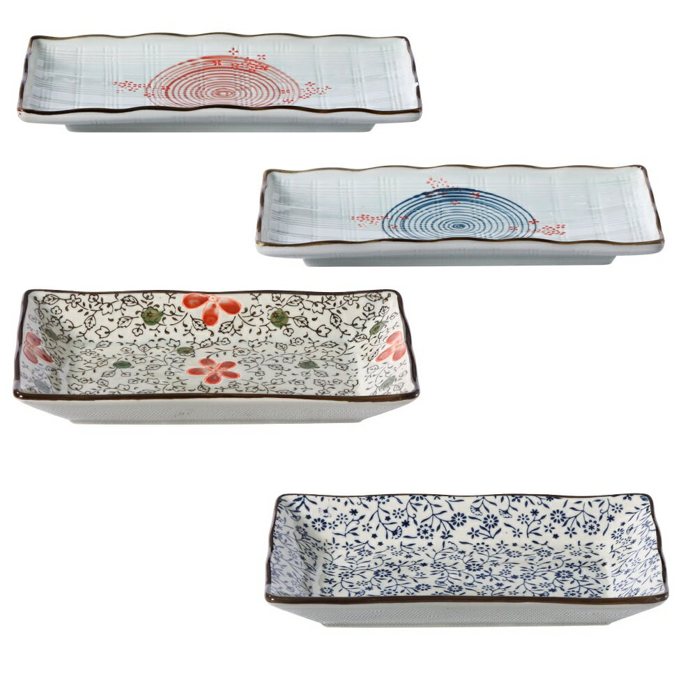 【送料無料長皿2枚セット】プレート 長皿 花柄【和食器 取り皿 中皿 角皿 業務用 訳あり アウトレット おしゃれ 磁器 焼き魚 レスタングル 刺身 寿司】