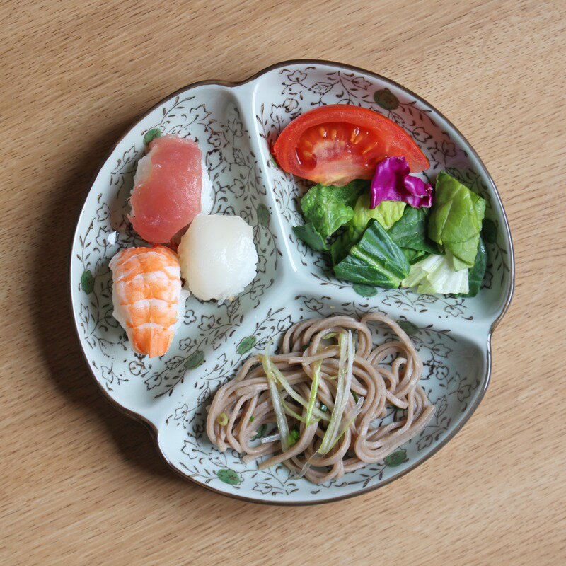 仕切り皿 和食器 おしゃれ (18cm)【花柄 訳あり アウトレット 中皿 レンジOK 食洗機対応 大きい 子供 取り皿 ランチプレート カラバリ スタック 業務用 普段使い デイサービス】