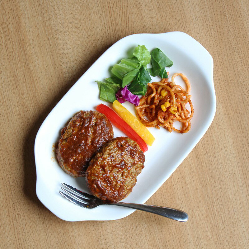 大皿 長皿 (29.5cm 取っ手付き) ケーキ皿 取り皿 大皿 磁器 プレート 洋食器 お皿 プレート カレー皿 パスタプレート 大皿 【プレート 大きい 白...