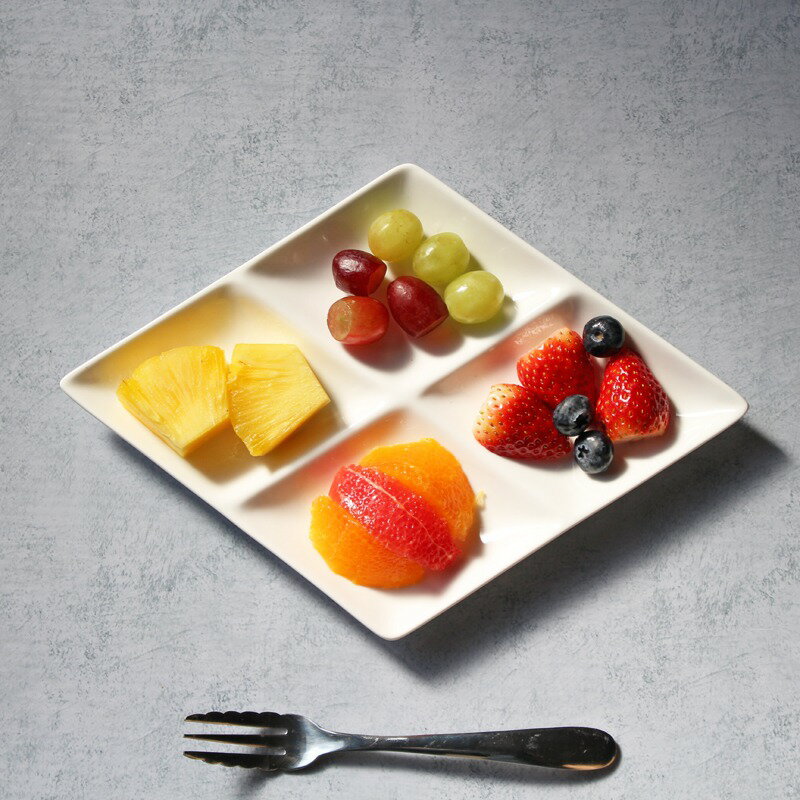 食器 おしゃれ 皿 ランチプレート 仕切り皿 オードブル皿 (17cm ひし形 4つ)【業務用 普段使い 洋食器 ランチプレート ビュッフェ 白磁 ホワイト お...