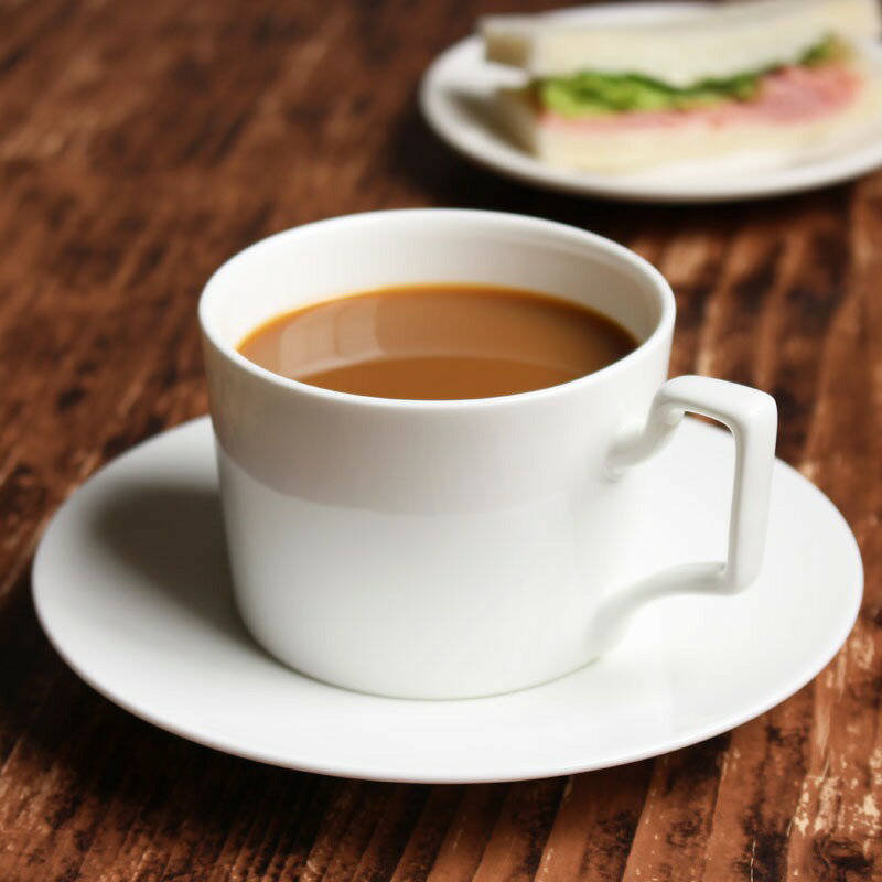 カップソーサー セット(250ml)【白磁 おしゃれ レンジOK 軽い カフェ 珈琲 コーヒー 強化磁器 シンプル 無地】...