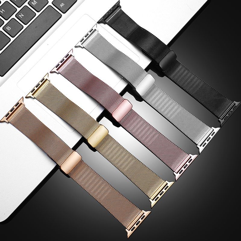 アップルウォッチ用 替えバンド ステンレス製 マグネット止め 人気替えベルト おしゃれ フックでサイズ..