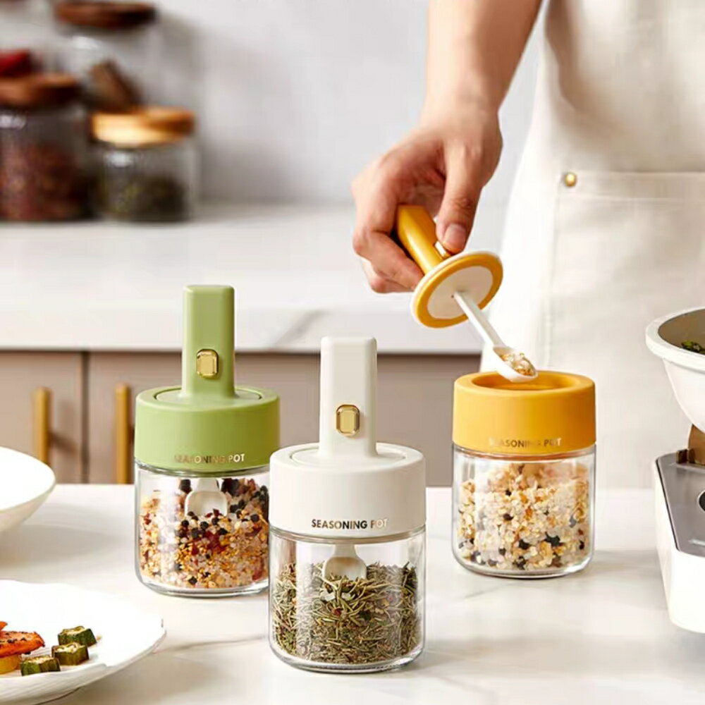 調味料入れ3本セット ガラス 調味料タンク スプーン付き 調味料ボトル スパイスボトル 塩 砂糖入れ 容器 調味料ケース 粉末調味料ボトル 密閉 保存容器 使い...