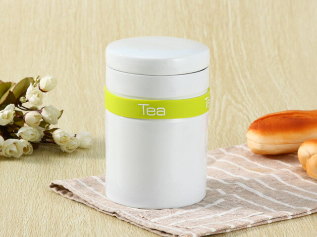陶磁器製ふた付きお茶保存缶
