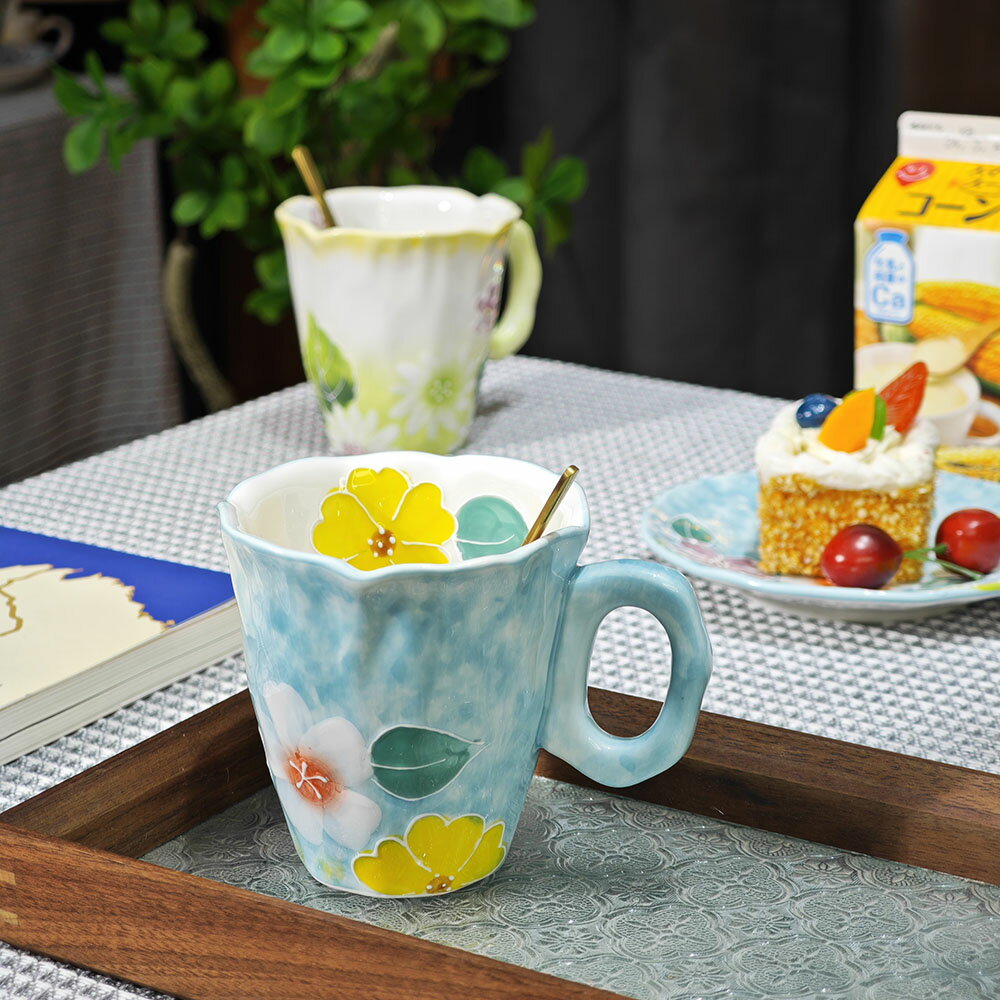 金屬製 - 【15周年お客様感謝】マグカップ 高級 手描き 手作りレーリフ 手書き 絵付けカップ ラッパ形　320ml