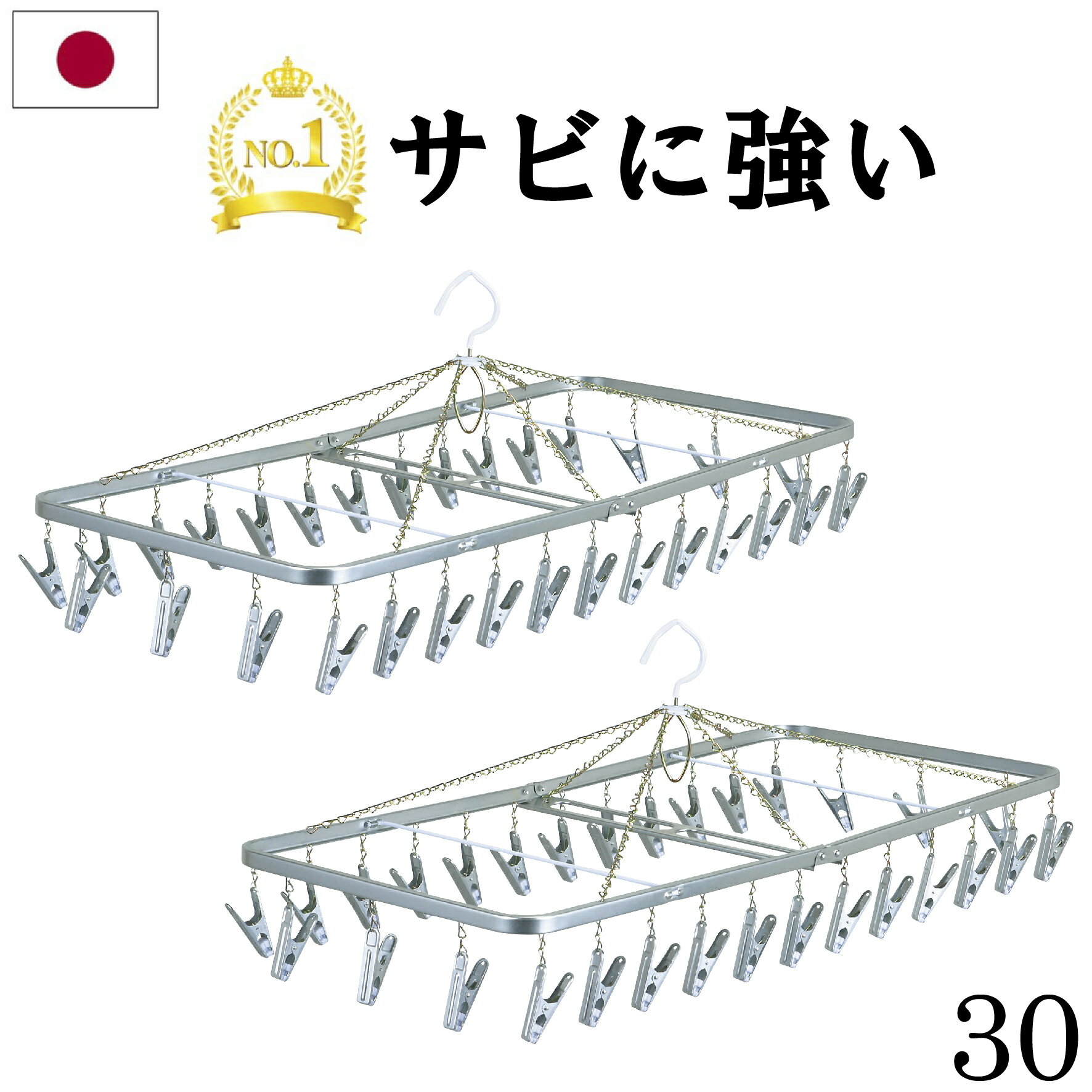 ★あす楽★ セット特価 日本製 ピンチハンガー 30ピンチ 2個セット 送料無料 ステンレス より軽い スチール製 洗濯ハンガー ピンチ 物干しハンガー 物干し アルミ 部屋干し 室内干し 洗濯用品 丈夫 長持ち 洗濯ばさみ スチールピンチ タオルハンガー 洗濯物干し タオル干し