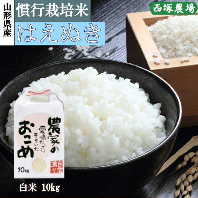 山形県産 慣行栽培米 はえぬき 令和2年産 白米 10kg 精米したて...