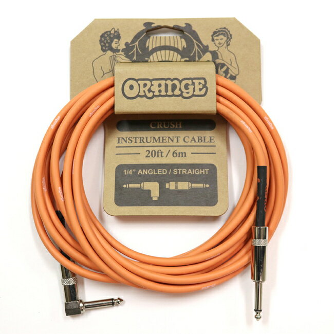 Shielded Cable - Orange オレンジ 楽器用 シールド ケーブル 6m L字とストレートフォーン CA037