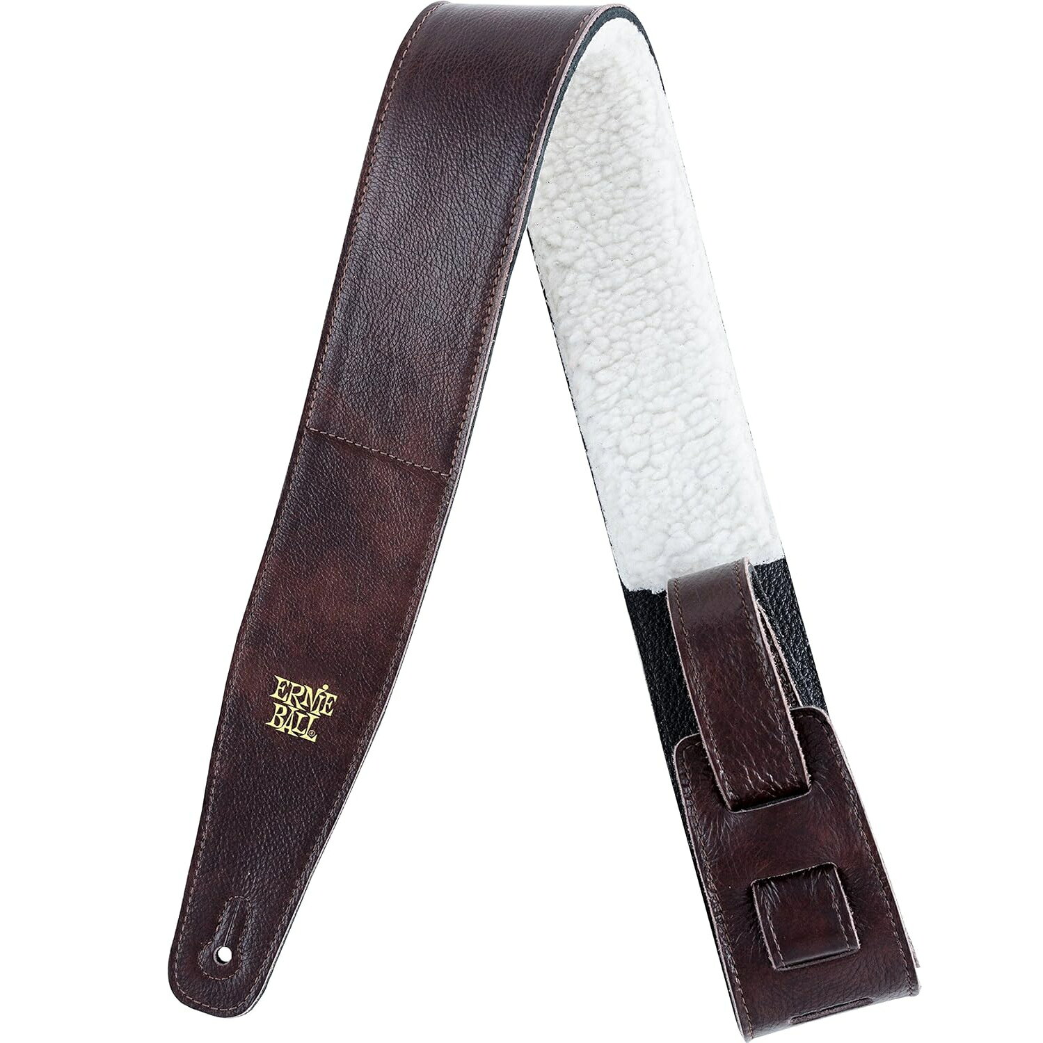 ERNIE BALL 4138 ギターストラップ ITALIAN LEATHER STRAP WITH FUR PAD ファー付きイタリアン・レザー・ストラップ チェスナット