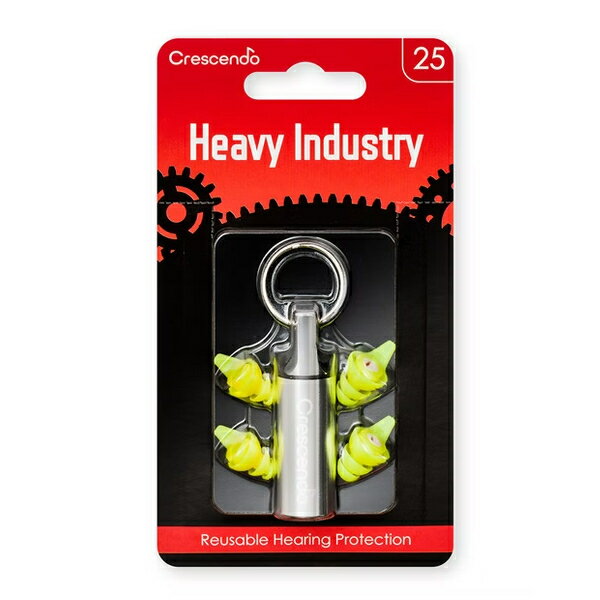【プロ仕様】Crescendo Heavy Industry 25 聴覚保護イヤープラグ | 建設・工場・工事現場の騒音対策に | 会話も聞こえる高機能耳栓