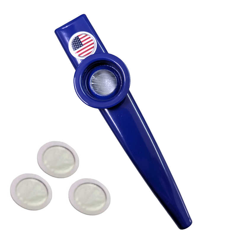 其它 - カズー USAモデル（ブルー） 国旗 KAZOO FOOTBALL KAZOO メタルカズー サッカー応援 ホイッスル 予備のフィルム3枚 IFK6