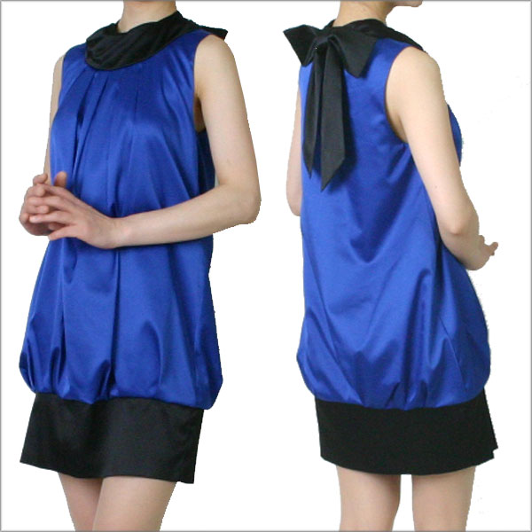 在庫処分 バイカラー ショートドレス Mサイズ ブラック