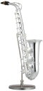 ミニチュア楽器(フィギュア)アルトサックス カラーシルバー 金属 1/6(16cm) サンライズサウンドハウス(飾り物で音は出ません)