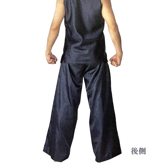在庫処分 祭り サテン ワイドパンツ ズボン 黒 ウエスト調節可能 ひも付き よさこ...