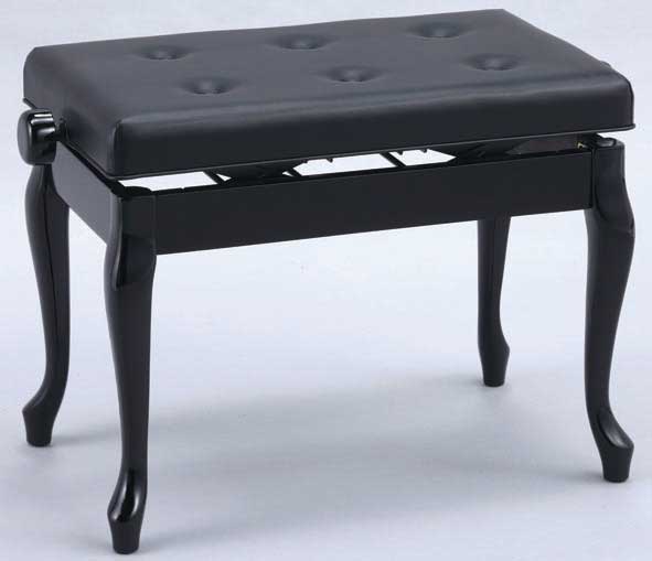 【送料無料】 日本製 高低自在 ピアノ椅子 木製両ハンドル 横幅60cm 猫脚タイプ 甲南 V60-C 黒塗り　／ ピアノ椅子 ピアノイス ピアノ用椅子 いす