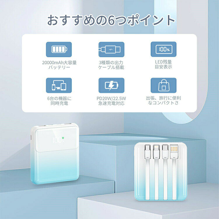 即納 モバイルバッテリー 20000mAh 6台同時充電 iphone Android 軽量 携帯充電器 残量目安表示 急速充電 可愛い おしゃれ 防災グッズ 緊急用必携品 台風対策 薄型 小型 PSE認証済 災害 アウトドア 携帯充電器 持ち運び 旅行 出張 防災 地震対策 2026最新 nishiki-kobe-10000258 Nishiki Kobe楽天市場店 サンプル画像3