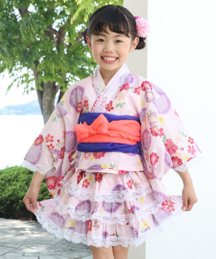 楽天市場】フリル 甚平（カラーピンク）（キッズ・ベビー・マタニティ