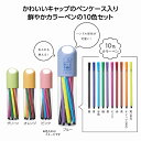 1個から注文可 カラーペン10色セット (色・柄指定不可) ノベルティグッズ 販促品 ノベルティ 景品 粗品