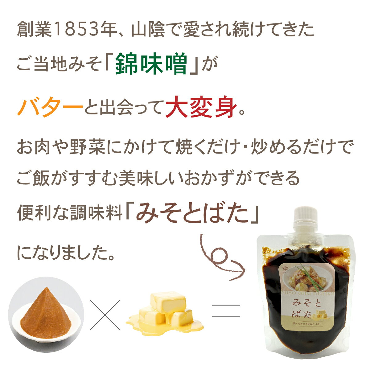 みそとばた 150g みそバター 調味料 錦味噌 米糀入 白みそ 赤だし パウチ入り 便利 時短 料理 ご飯がすすむ おかず コク旨 味噌 バター ソース ギフト プレゼント 2026 お中元 暑中見舞 敬老の日 nishikimiso-10000085 味噌とソイプロテイン 小西本店 サンプル画像2