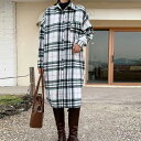 【半額!スーパーsale限定】 チェック シャツワンピース ONE SIZE 緑 チェック柄 長袖 羽織り 膝丈 2way レディース きれい かわいい 大人 ...