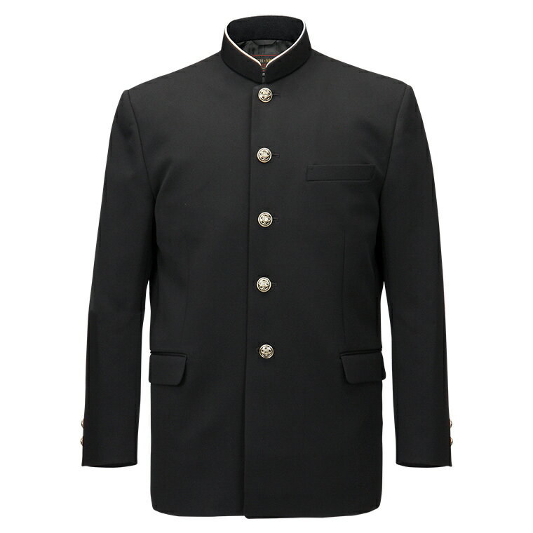 学生服 ウール50%ポリエステル50%/ラウンド襟 黒 145A-190A/155B-190B 詰襟 上着 学ラン
