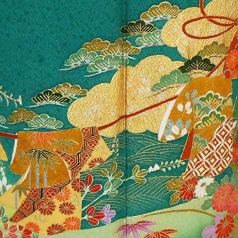 【スーパーSALE特別クーポン配布中】【レンタル】 成人式 振袖 17点セット 振袖レンタル フルセット f648-s 【往復送料無料】 二十歳 振袖 Mサイズ レンタル 成人式 振袖 正絹 緑 古典 振袖 20歳 レディース レンタル着物 成人式 謝恩会