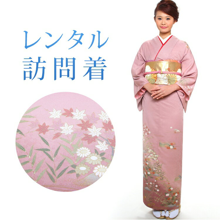 【クーポン配布中】【レンタル】 訪問着 18点セット 訪問着レンタル フルセット h034 【往復送料無料】 訪問着 袷 Mサイズ レンタル 訪問着 紫 秋草 レンタル着物 結婚式 披露宴 お宮参り 七五三 入学式 卒業式