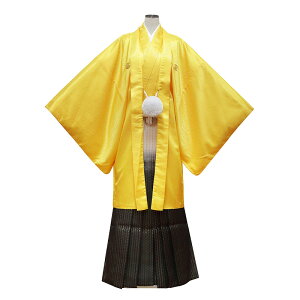 【レンタル】 成人式 紋付袴 9点セット 羽織袴レンタル フルセット men038-s (mb120-hb120)【往復送料無料】 二十歳 羽織袴 レンタル 成人式 袴 黄 イエロー 無地 ストライプ 羽織袴 紋 丸に違い鷹の羽 20歳 メンズ レンタル着物 成人式 謝恩会通販セール