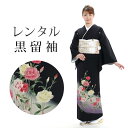 【レンタル】 黒留袖 18点セット 留袖レンタル フルセット t3-33 【往復送料無料】 30代 40代 黒留袖 Mサイズ レンタル 黒留袖 正絹 紫 カーネ...