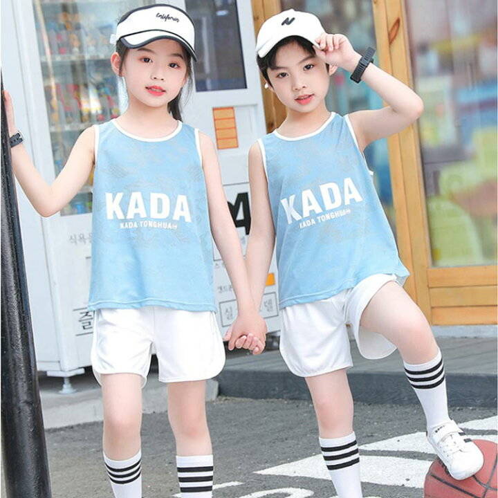 【送料無料】子供服 セットアップ 上下セットユニセックス 男の子 女の子 キッズ Tシャツ タンクトップ ハーフパンツ スポーツウェア ラウンドネック お揃い 可愛い 夏 体操 ダンス衣装 舞台衣装