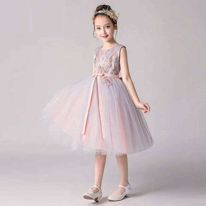 子供ドレス 刺繍 チュール ワンピース フォーマル 子ども キッズ ドレス ロング 結婚式 演奏会 発表会 ピアノ イベント 業式 入学式 七五三 2