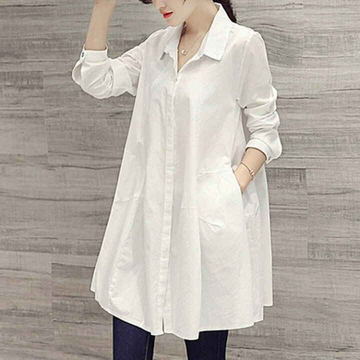 【送料無料】シャツ ブラウス レディース チュニック トップス ロングシャツ 羽織 フレア 長袖 大きいサイズ ゆったり 体型カバー 着痩せ 大人 ミセス おしゃれ 大人可愛い フォーマル チュニックシャツ オフィスカジュアル シャツワンピ 春秋 nishikiyaweb-10021175 NISHIKIYA サンプル画像3